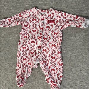 Little Me Red and White Patterned Footie